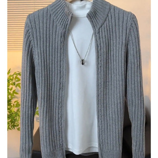 Spring Autumn Winter 2024 New Entry Luxury Men's Knitwear Cardigan Outer Wear Loose Zipper Vertical Collar Sweater Coat Trendy