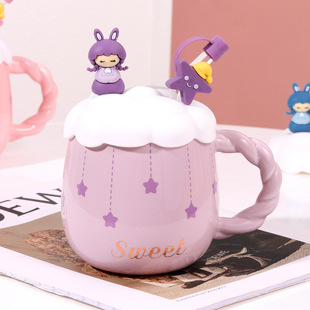 Cloud girl mug high-looking cartoon cute ceramic cup coffee cup home couple pair Cup Office