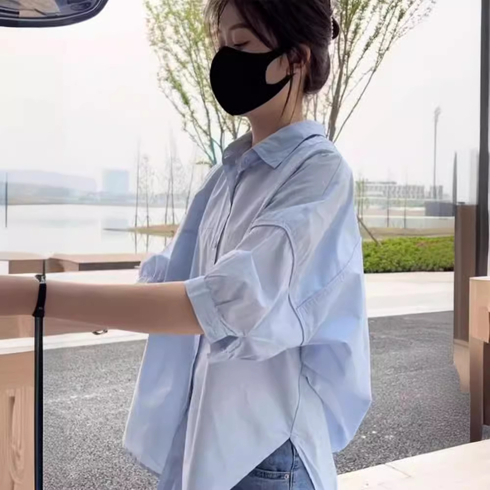 흰색 반팔 셔츠 여성용 여름 2024 새로운 스타일 셔츠 세련된 예쁜 작은 셔츠 느슨한 탑 (틈새 디자인 포함)