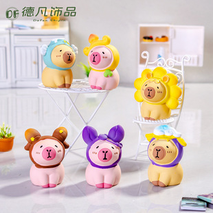 Christmas Resin Accessories Trendy Play Doll Twelve Constellation Kapibala Car Small Ornaments Home Cartoon Decorations
