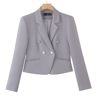 Black Suit suit Women's Spring and Autumn New Slim-fit Business Wear Beauty Salon Commuter Temperament Short Waist Work Clothes