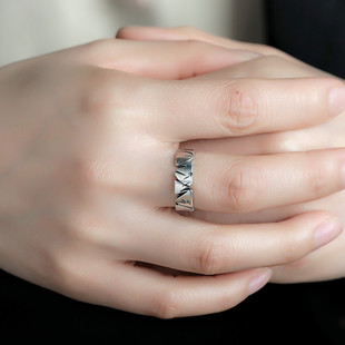 Creative Mori heart-shaped rock texture ring retro old sea dry stone rotten ring women's opening hand jewelry wholesale