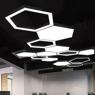 LED special-shaped lamp creative hexagonal geometric lamp office chandelier living room bedroom room ceiling lamp shop owner