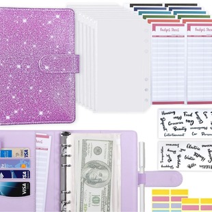 in stock cross-border A6 binder zipper bag Macaron notebook leather PU loose-leaf book cash budget hand book