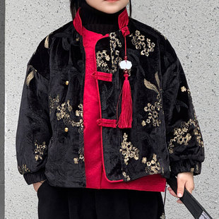 Пальто для мальчиков Hanfu 2024 зимний новый китайский стиль набор для детей плюшевый китайский китайский костюм для детей