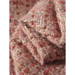 Wool tweed Chanel style coat pink 2024 spring new high-end women's clothing short Burr