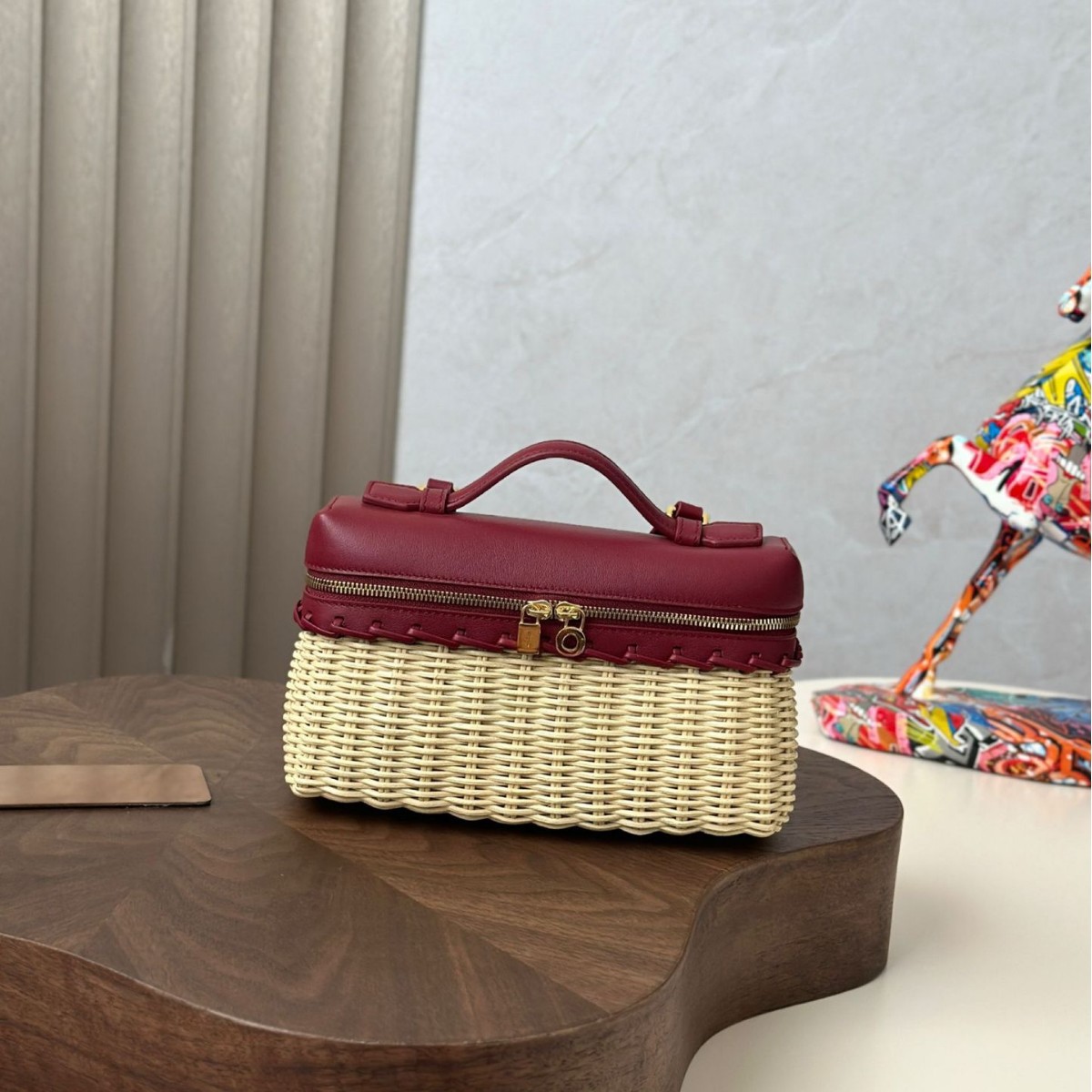 High-end LP19 bamboo and rattan woven lunchbox bag, handmade genuine leather box bag, shoulder bag, crossbody bag, handbag for women.
