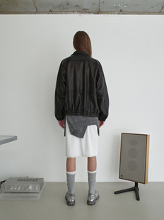 South Korea LOW CLAS * IC stand collar leather coat 24s fall/winter new simple motorcycle style niche jacket zipper coat