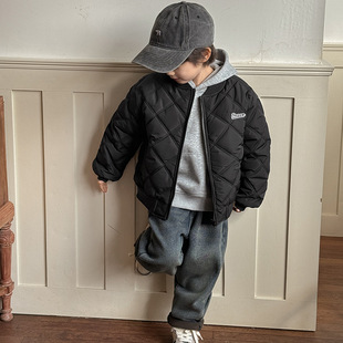 Haima's 2024 Winter New Children's Trousers Boys Korean Leather Standard fleece-lined Thickened Jeans Fashionable Fan Winter Wear