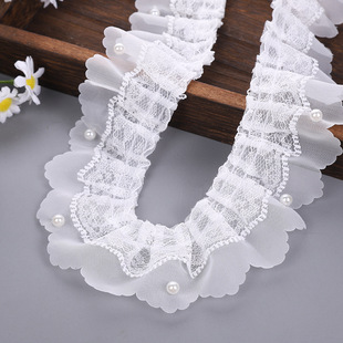 in stock 5cm Chiffon Beads Embossed Lace Toy Craft Pleated Garment Craft Accessories Discounted Lace
