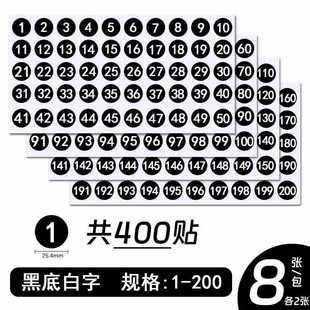 Jingzhi Number Sticker Waterproof Small Round Self-adhesive Label Paper 1-100 Number Sticker Coding Number Sticker Number