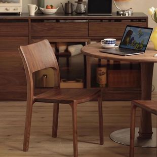Dining Chair North American Black Walnut Ash Wood High-grade Chair Full Mortise and Tenon Joint Home Solid Wood Light Luxury Restaurant Tea Chair for Villa
