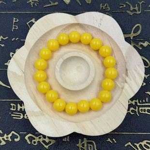 Natural beeswax yellow resin bracelet imitation second-generation beeswax amber round beads bracelet source manufacturers wholesale