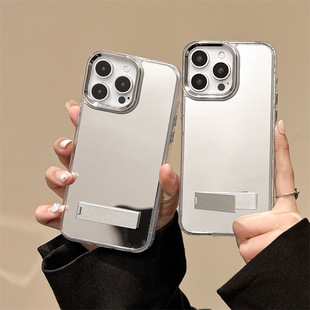 Suitable for Apple 15pro 16pro mirror fine hole phone case 14promax mirror with bracket phone case