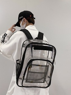 Amazon Spot Transparent Pvc Backpack Junior High School Student Large Capacity School Bag Korean Style Simple Casual Pvc Backpack