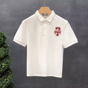 Summer 2025 POLO Short-sleeved Men's and Women's Trendy Simple American Casual Figure 7 Printed T-shirt Hong Kong-style Loose Top