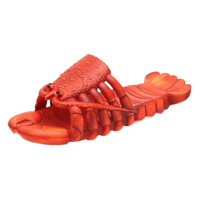 Summer unisex couple sandals cartoon lobster slippers funny crayfish beach slippers