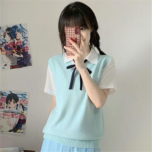 Japanese JK Uniform Stacked Vest Knitwear V-Neck Stacked Campus Style Student Jacket School Style Vest