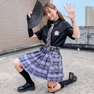 jk Uniform Japanese Style Lattice Dress Genuine Female Student Dress College Style Autumn and Winter Dress Stock Original Suit Skirt Two-piece Set