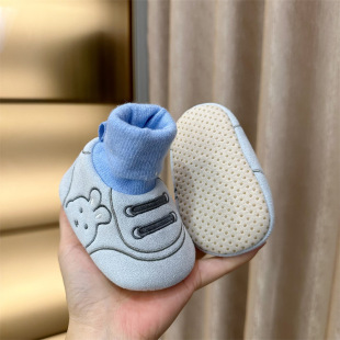 Baby Shoes Fall and Winter Male and Female Babies Don't Fall off Shoes 6-12 Months 0-1 Years Old Newborn Shoes and Socks Toddler Soft-soled Cotton Shoes