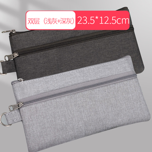 Pencil Bag Cloth Bag Double Layer Primary School Students Simple Small Fresh Children Pencil Case Stationery Box Solid Color Canvas Stationery Bag for Men