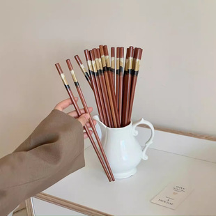 Yuan Hibiscus Bamboo 2024 Explosive Export Quality Red Sandalwood Chopsticks Tableware Household High-end Restaurant Anti-slip Internet Celebratory