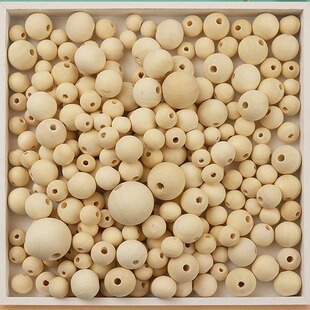 4-50mm Hemu wooden beads early education Hemu toys raw wood color shaped loose beads Lotus Wood round beads log White Blank