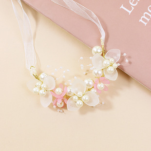 Children's headdress Princess Garland Super fairy pearl headband flower girl's head flower girl's performance headband girl's hair accessories