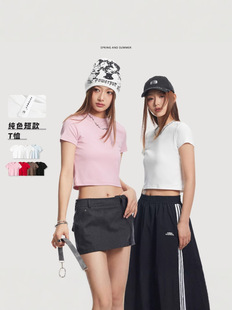CATTEE New Spring and Summer Short Tight Hot Girl Top Summer Wear Slim Shoulder Slim Inner Base Top