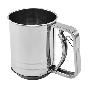 Factory direct stainless steel flour sieve handheld semi-automatic powder sieve cup large medium small size powder sieve baking worker
