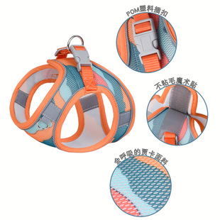 Cross-border New Colorful Printed Dog Traction Rope Pet Chest Strap Vest Breathable Mesh Dog Walking Rope
