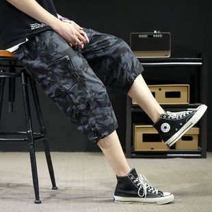 Summer Thin Cargo Pants Men's Capri Pants Casual Loose Cargo Pants Pants Pants Cotton Washed Shorts