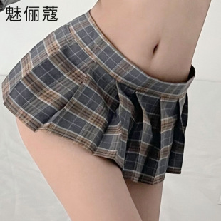 Sexy Underwear Sweater jk Plaid Miniskirt Uniform Temptation Low Neck Passion Suit Student Skirt Suit 5555