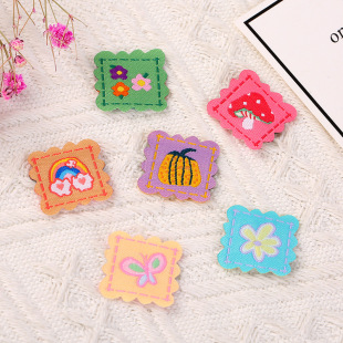 Cute hair accessories cloth label Patch clothing industry woven multi-color cloth stickers children's clothing washed label clothing accessories
