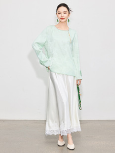 [Zhihe Hall] New Chinese Temperament Pearl Pendant Shirt Women's Spring 2025 High-end Three-dimensional Flower Top