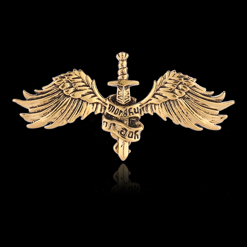 European and American Personality Retro Wings Corsage Pin Knight and Angel Men's Suit Brooch Sword and Guardian Badge