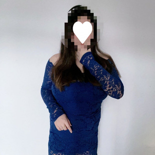 plus size Spice Girl off-shoulder dress Women's Autumn and Winter Elegant Base Tight-fitting Slimming Long-sleeved Lace Hip Skirt