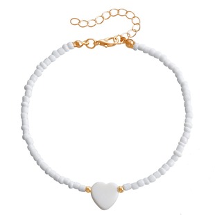 European and American Bohemian Beach Style Color Beaded Beaded Anklet Fashion Fritillaria Love Foot Decoration Adjustable Foot Ring