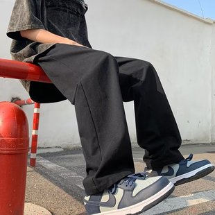 Straight pants men's summer new loose ins tide brand casual pants Hong Kong style fashion wide leg pants a generation of hair