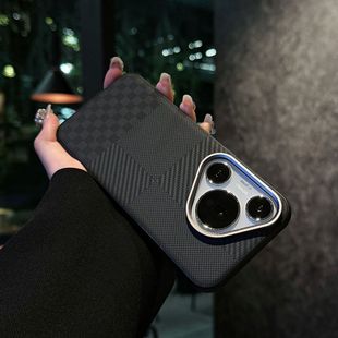 Применимо для Huawei Mate70Pro чехол для мобильного телефона с волокнистой сплайной кожей Pura70 металлический ободок объектива анти-падение