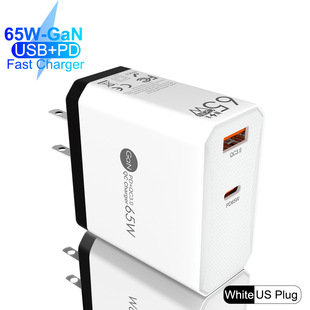 Зарядное устройство с нитридом галлия PD65 W GaN быстрая зарядка с двойным входом подходит для зарядки планшета