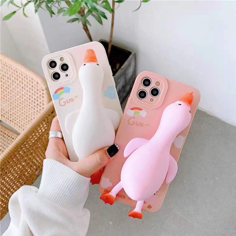 3D Sculptable Duck Case for Apple iPhone 11 Pro, Cartoon XR/XS Max, Soft 7/8 Plus