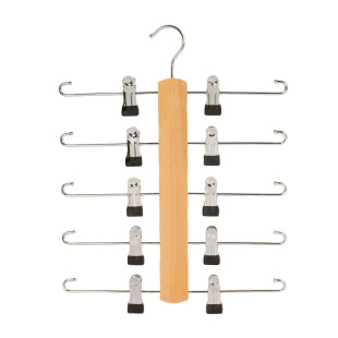 Multi-functional Multi-layer Trouser Clip Solid Wood Multi-clip Skirt Clip Non-slip Seamless Sling Underwear Five-layer Iron Wooden Hanger