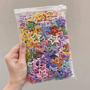 Five-Corner Star Y2K Hairpin Women's Side Clip Bangs bb Clip Hairpin Dopamine Color Children's Drop Oil Hairpin