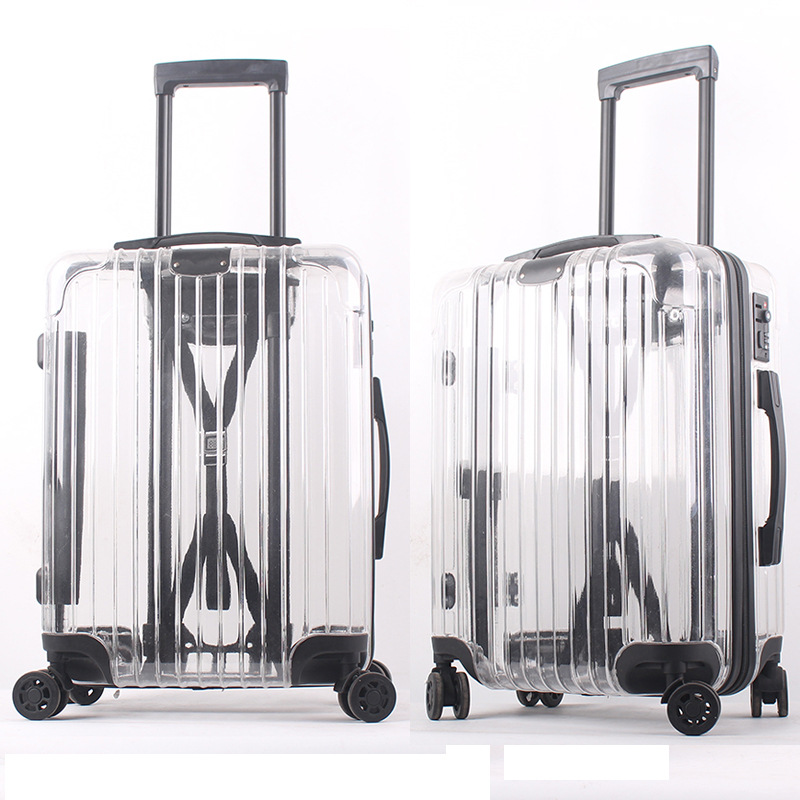 2023 New Transparent Trolley Suitcase Trendy Travel Suitcase with Spinner Wheels for Men and Women 20inch Luggage Men's and Women's Leather Bag Trendy
