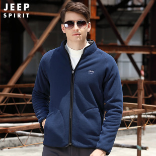 JEEP SPIRIT, Новый мужской свитер с длинным рукавом, кардиган на флисовой подкладке, Мужской Повседневный свитер больших размеров, Базовая рубашка