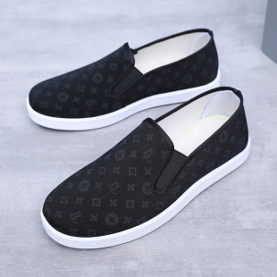 Old Beijing Cloth Shoes Men's Spring and Summer Single-layer Shoes Breathable and Comfortable Thick-soled Slip-on Black Cloth Shoes Driving Soft-soled Work Shoes