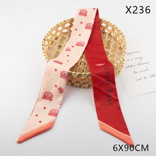 Cartoon Scarf French Style Long All-match Hair Band Retro Women's Elegant Tie Bag Ribbon Ribbon Headband Bow Hair Accessories