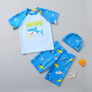 Swimwear Children's Swimwear Cartoon Boys' Middle-aged Children and Girls Split Swimwear Printed suit Short-sleeved Quick-drying