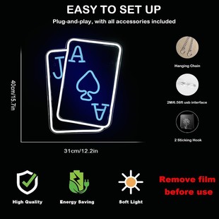 Amazon cross-border e-commerce playing cards led neon cards neon creative logo atmosphere decoration lights